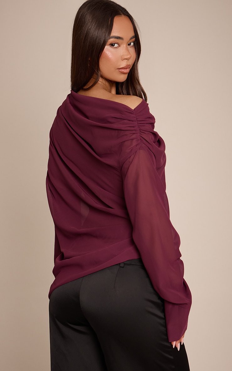 Plum Chiffon Drape Top image 2