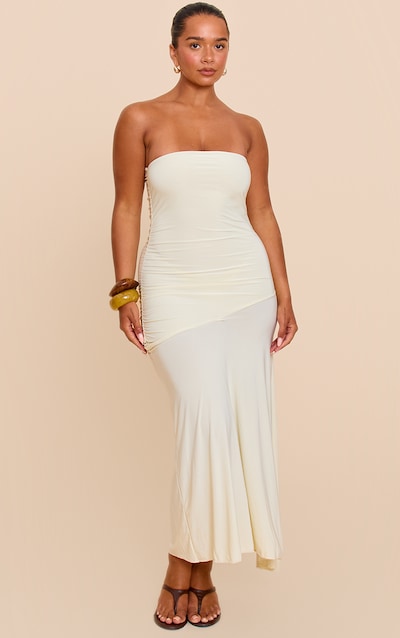 Shape Butter Cream Ruched Bandeau Midaxi Dress
