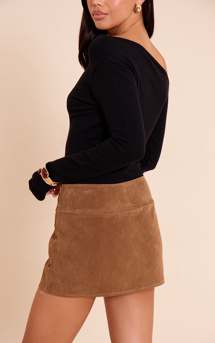 Tan Faux Suede Mini Skirt image 3