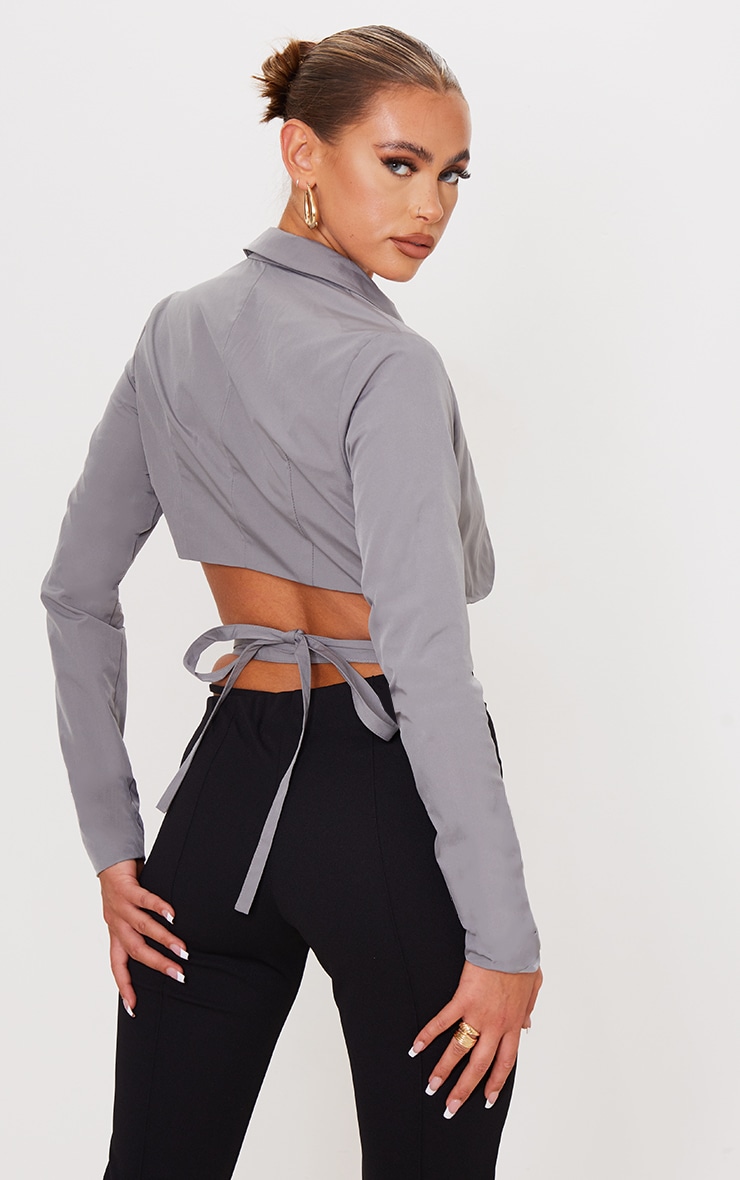 cropped blazer tie waist