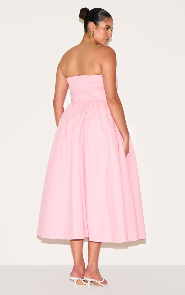 Plus Candy Pink Woven Bandeau Ruched Skater Midaxi Dress image 2