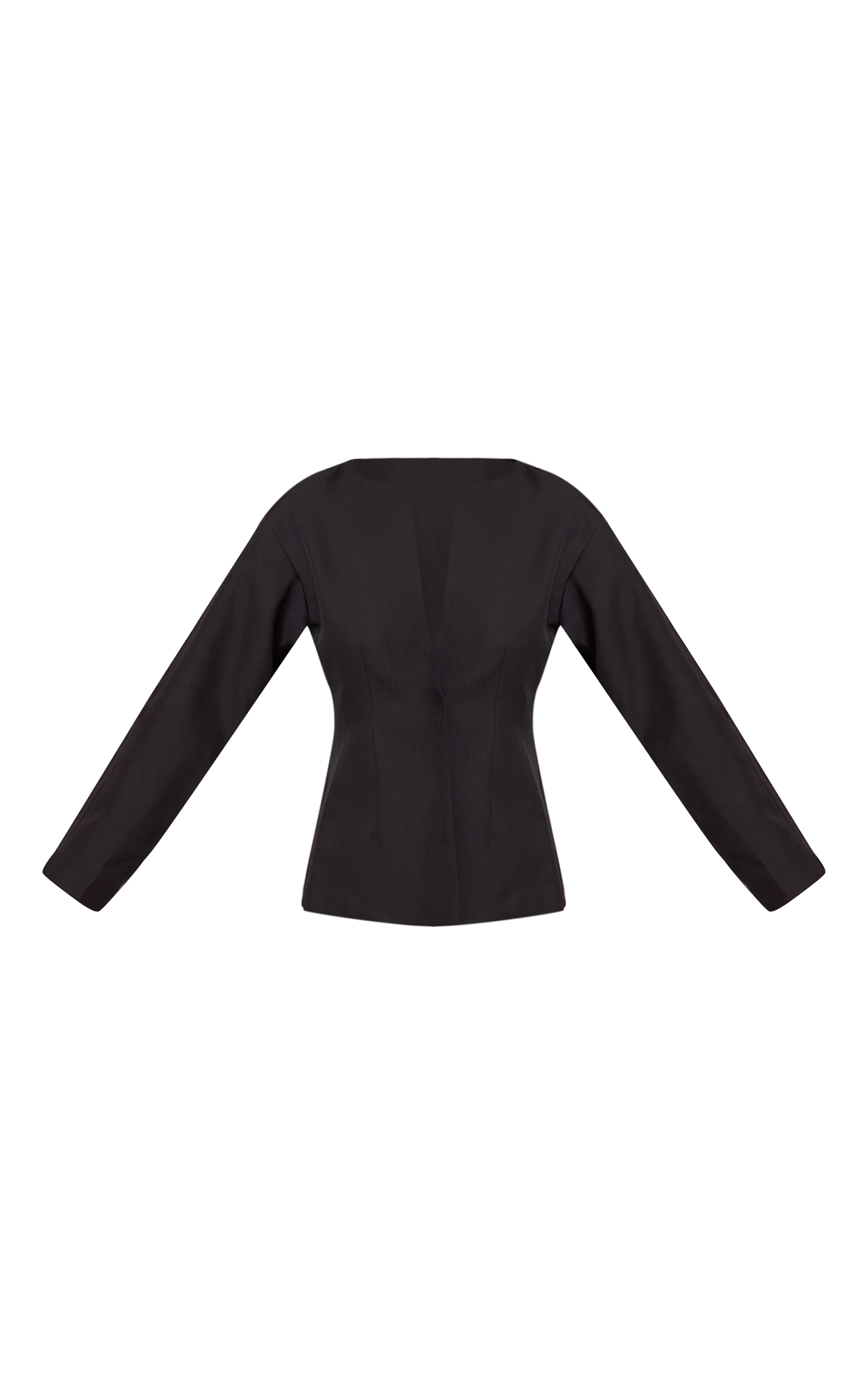 Black Cocoon Sleeve Cinch Waist Blazer image 5