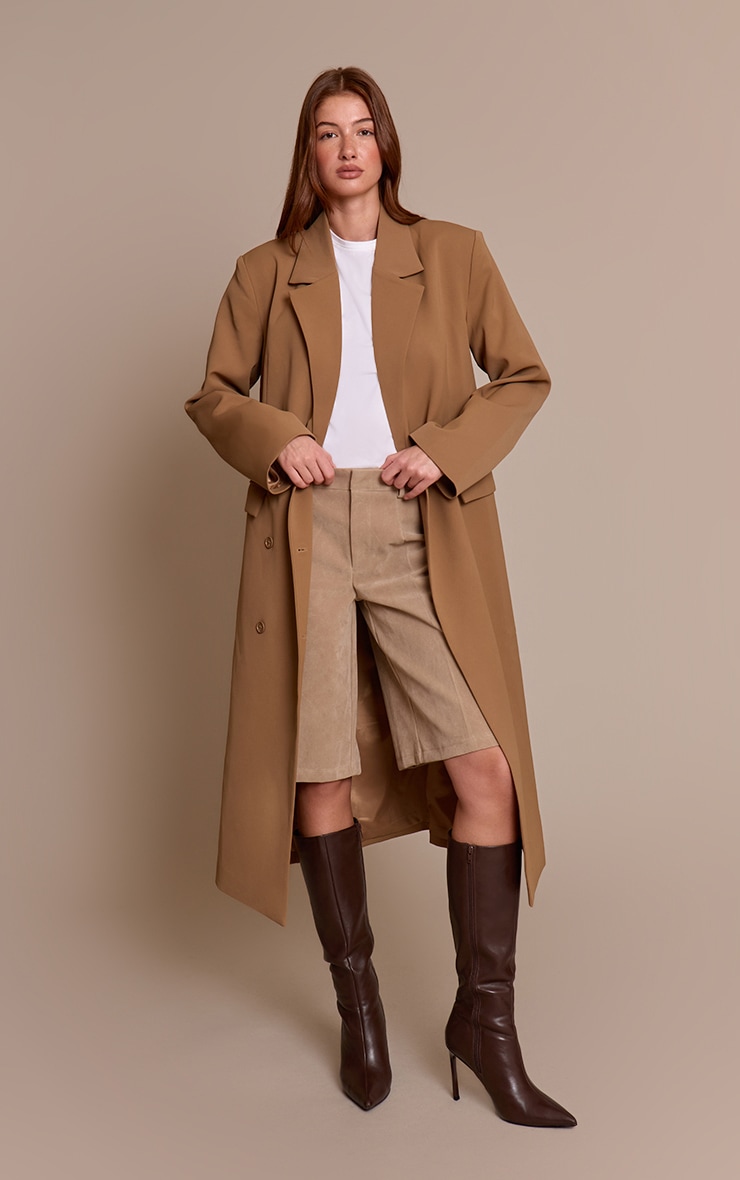 Taupe Maxi Tailored Double Breasted Jacket  image 4