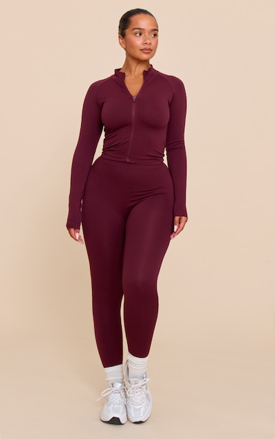 Shape Legging de sport rouge vin sans coutures à taille haute et fronces derrière