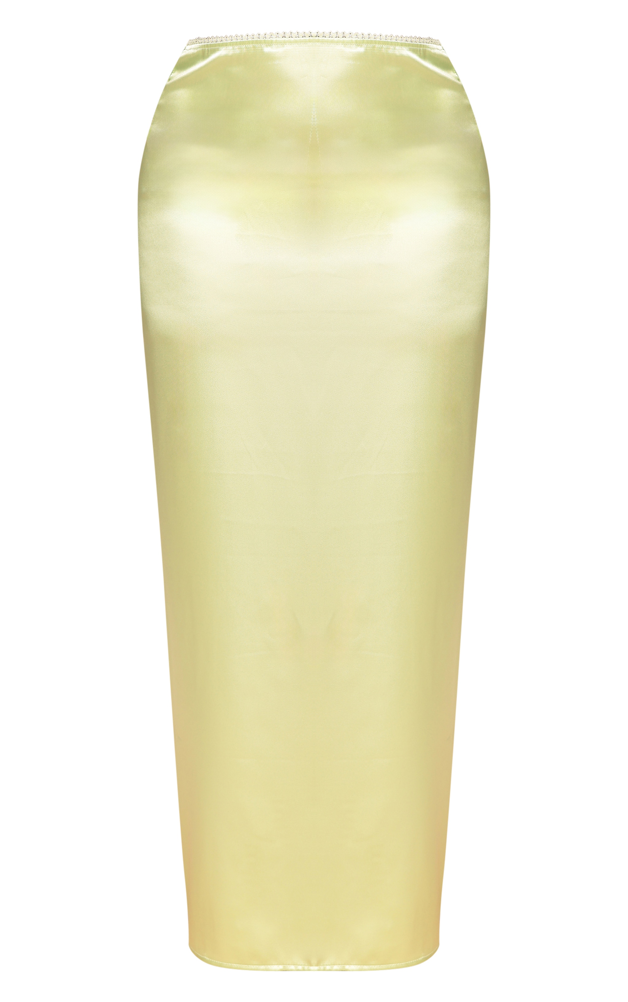 Plus Lime Satin Midaxi Skirt image 2