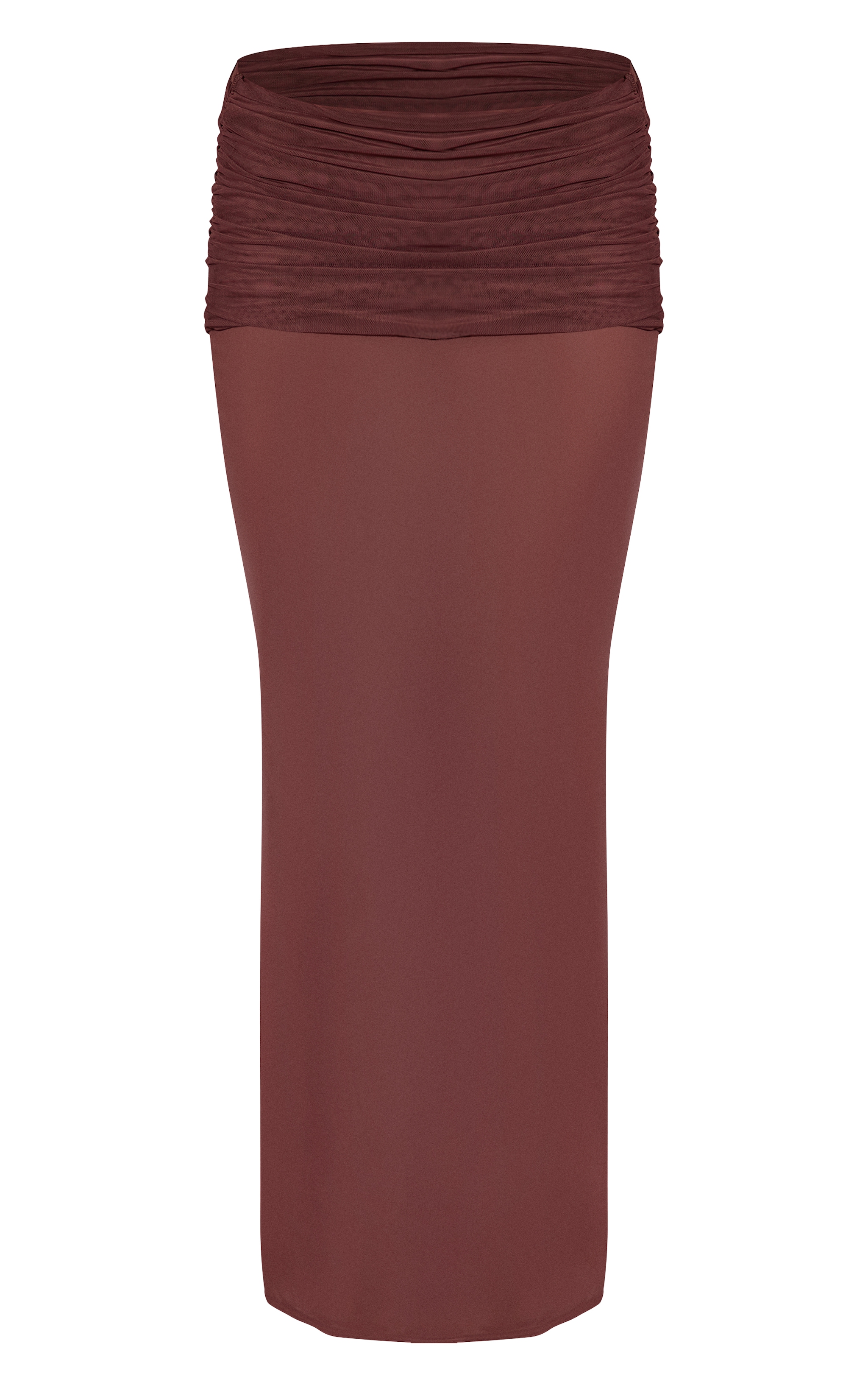 Chocolate Mesh Extreme Fold Over Maxi Skirt  image 5