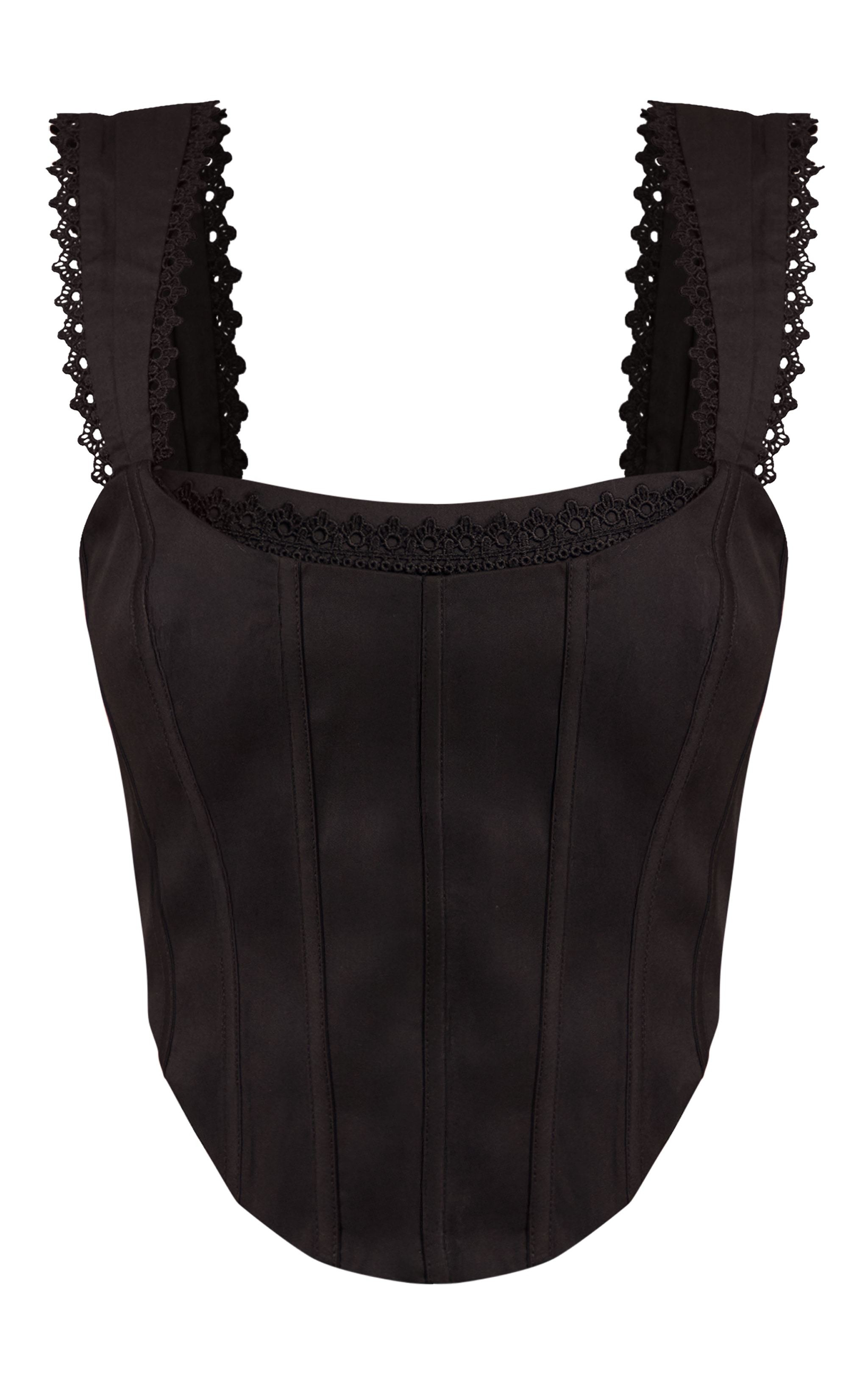 Black Woven Scallop Trim Bonded Corset image 5