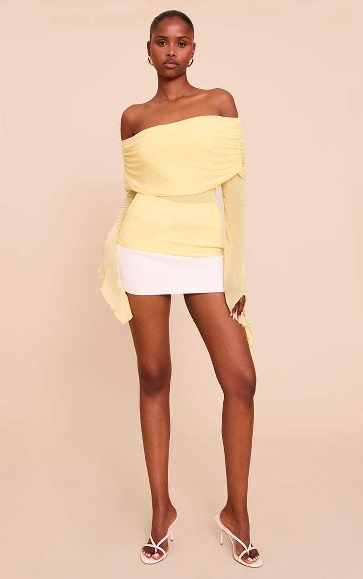 Lemon Mesh Fold Over Extreme Sleeve Detail Top image 3