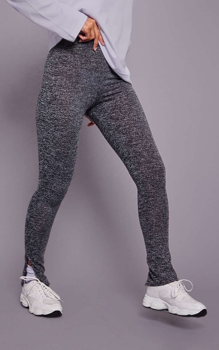Charcoal Grey Soft Split Hem Leggings image 2