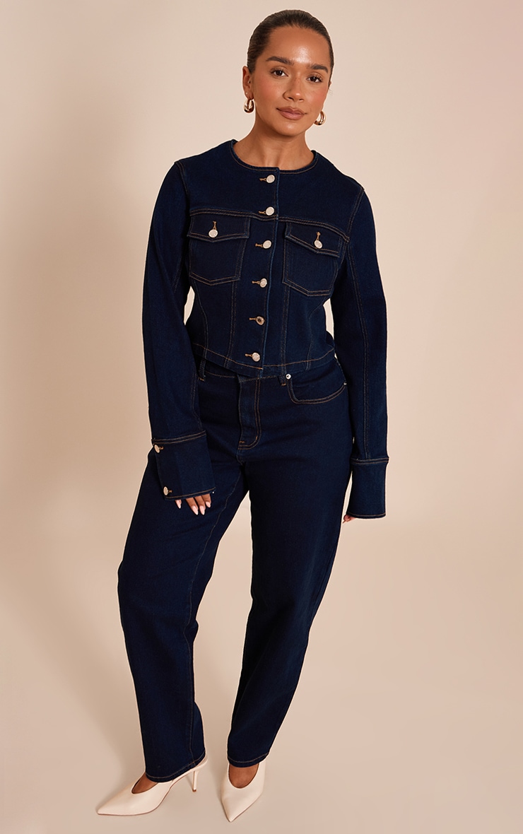 Shape Indigo Stretch Denim Fitted Jacket image 4
