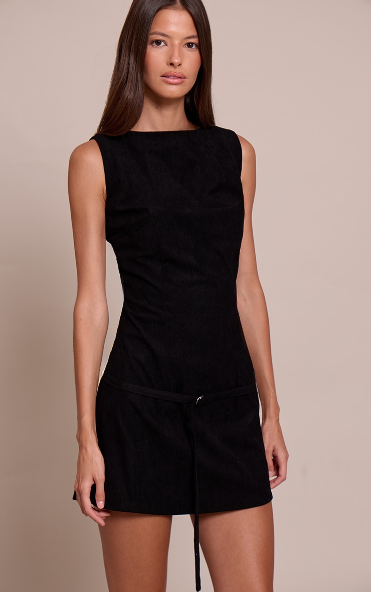 Black Cord Belt Detail Bodycon Dress image 1