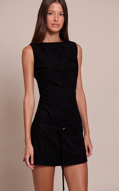 Black Cord Belt Detail Bodycon Dress