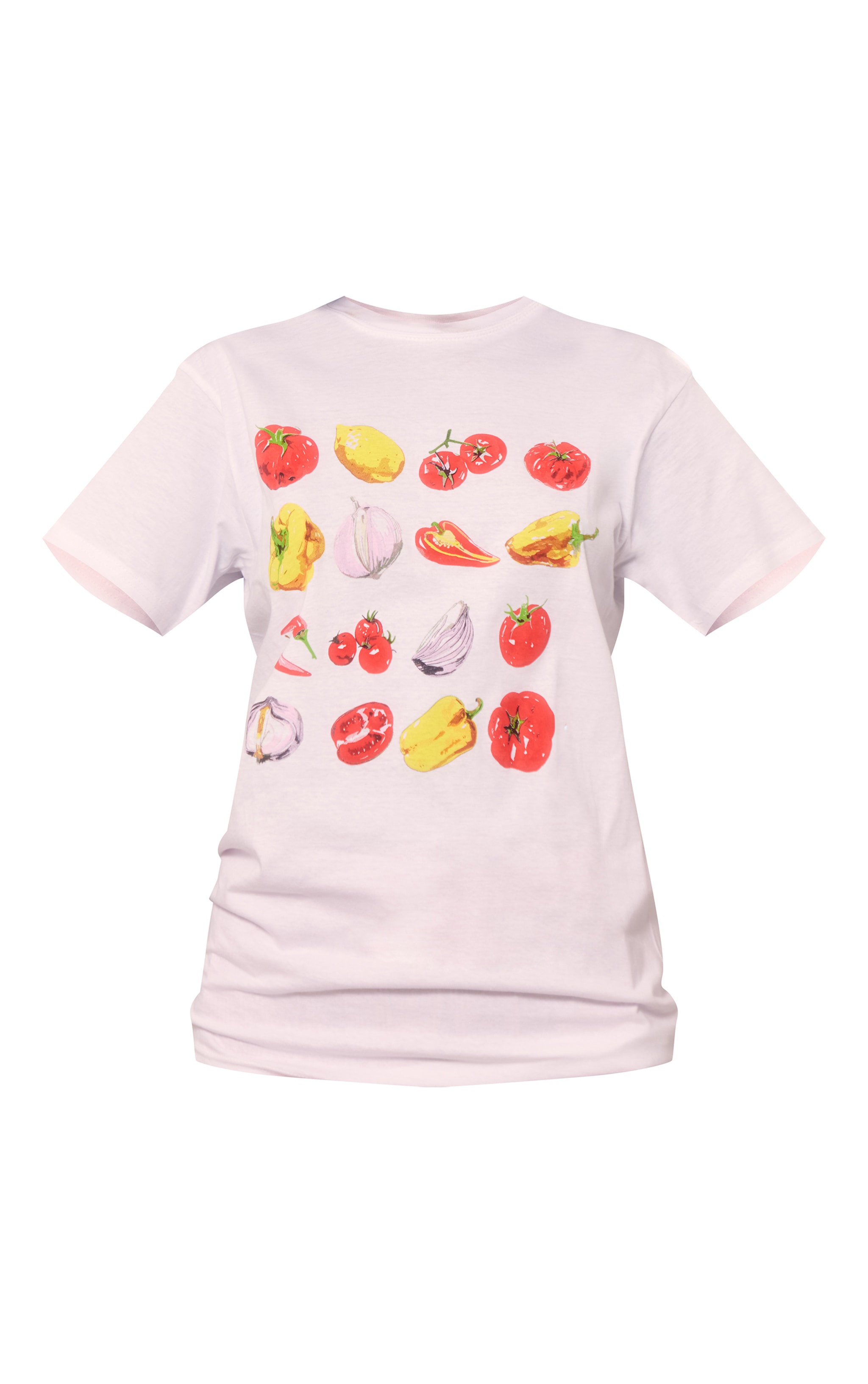 White Vegetable Print Oversized T-shirt image 5