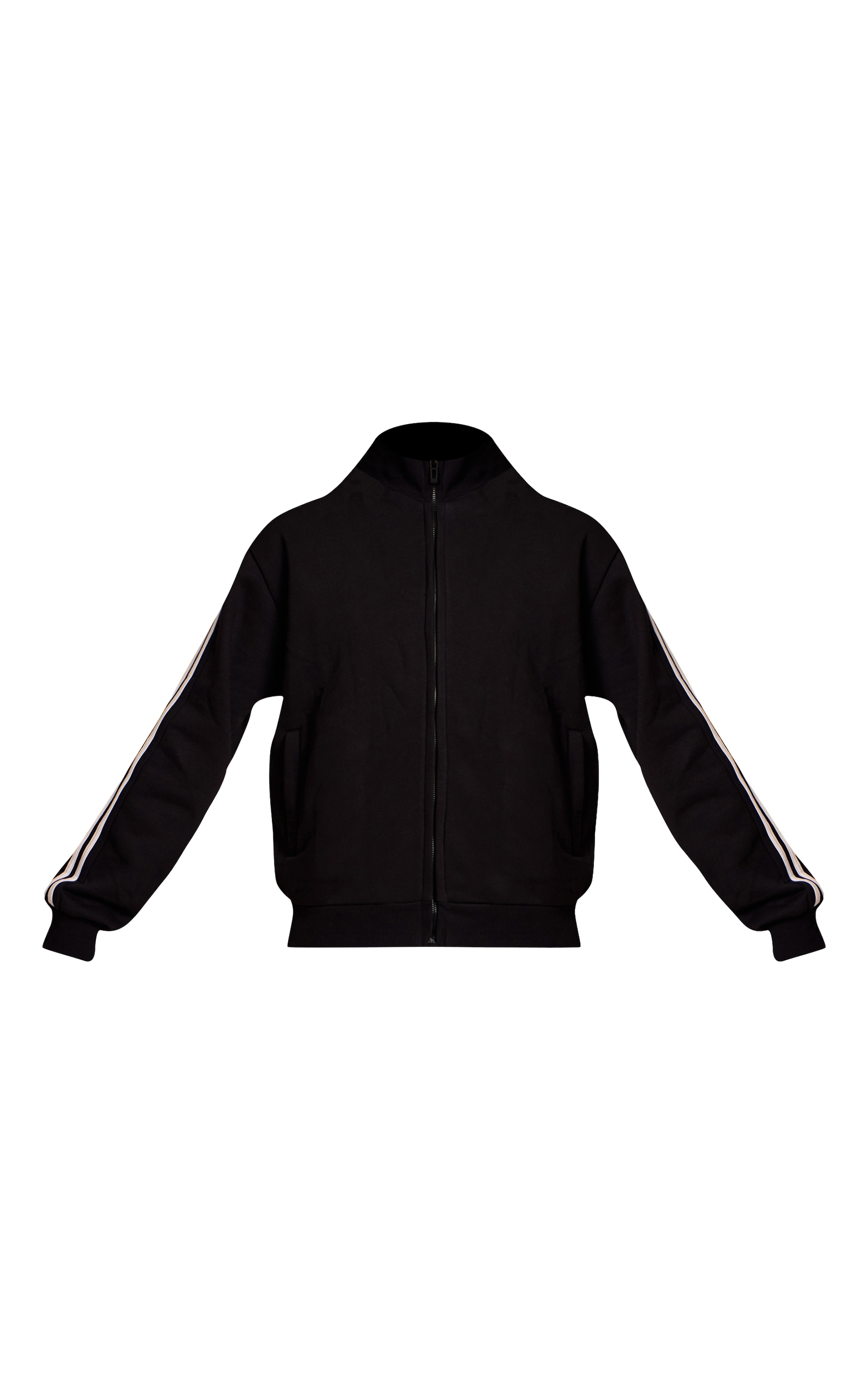 Blouson bomber noir zippé à double bande latérale image 5