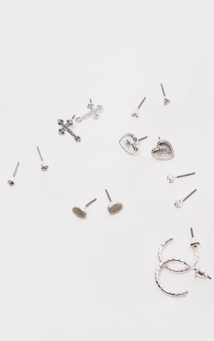 Silver Multi Stud And Hoop Pack