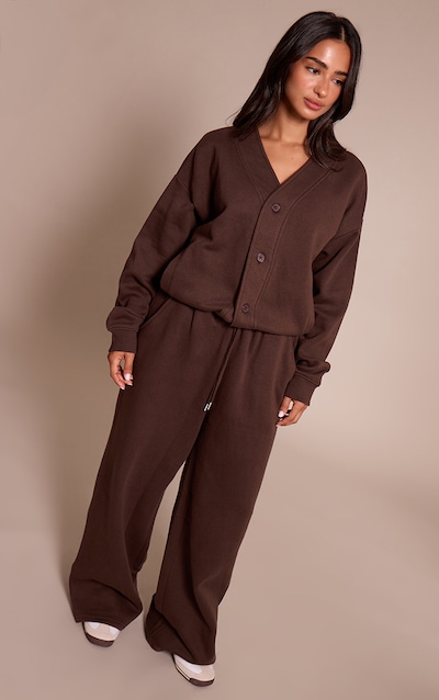 Petite Jogging large chocolat à taille élastique et cordons ajustables