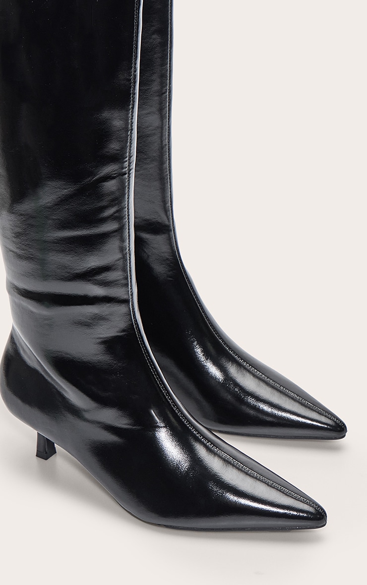 Black Point Toe Kitten Heel Knee High Boot image 5