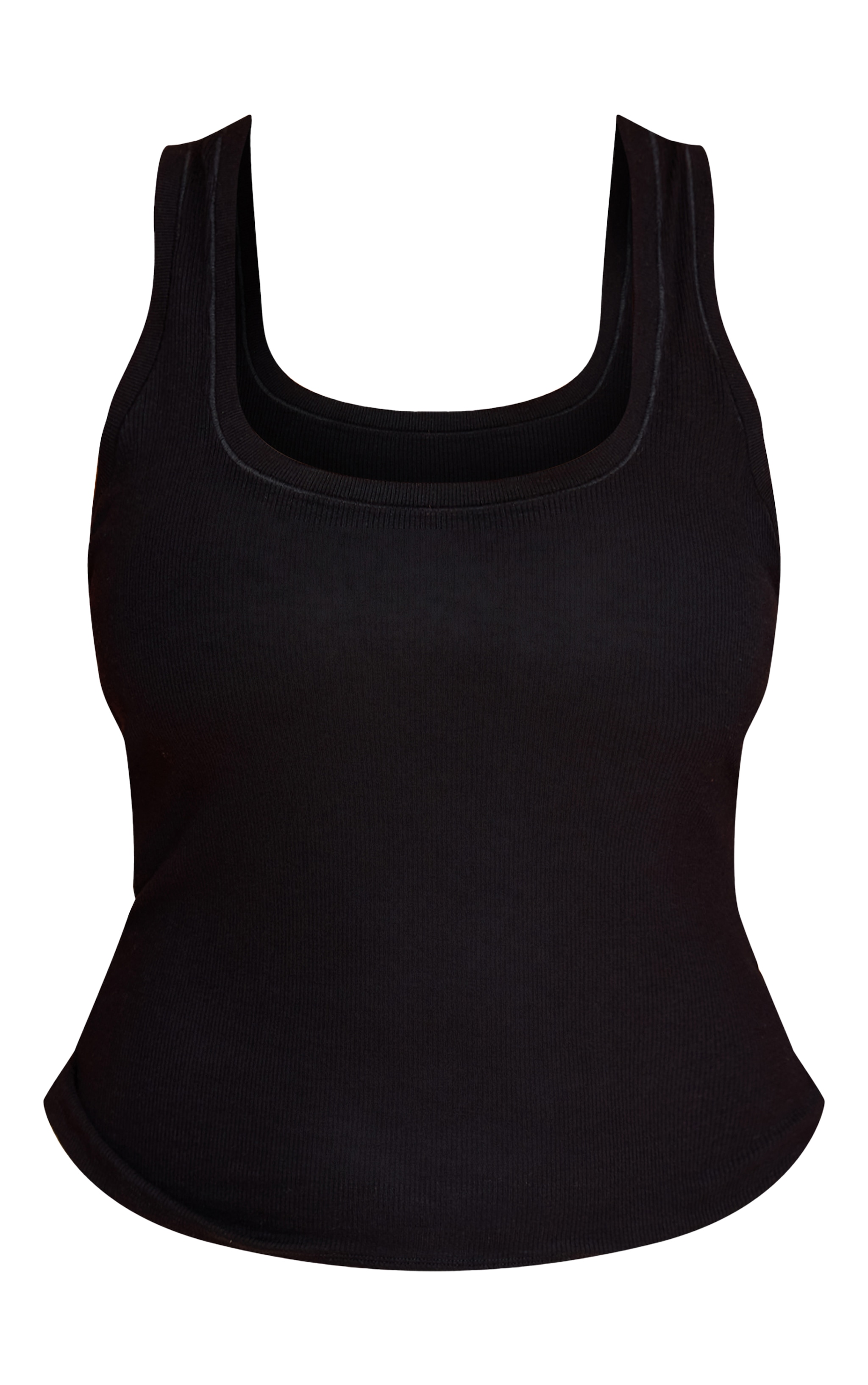 Plus Black Soft Rib Scoop Neck Vest Top image 5