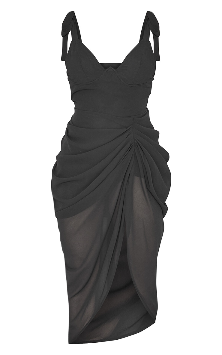[ComeOutandPlay]★Ribbon drape dress★ Black Hot Fix Diamante Wired Bandeau Draped Dress | Dresses