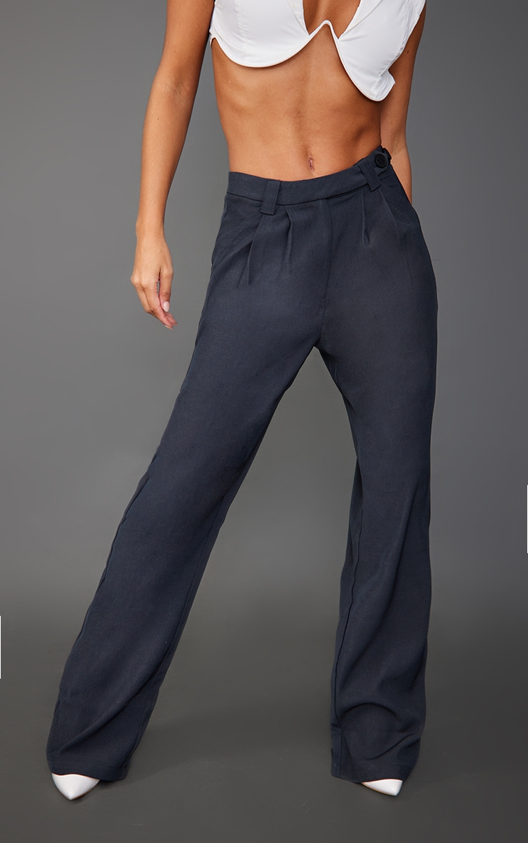 PLT Label Pantalon droit tissé gris anthracite à boutons image 2