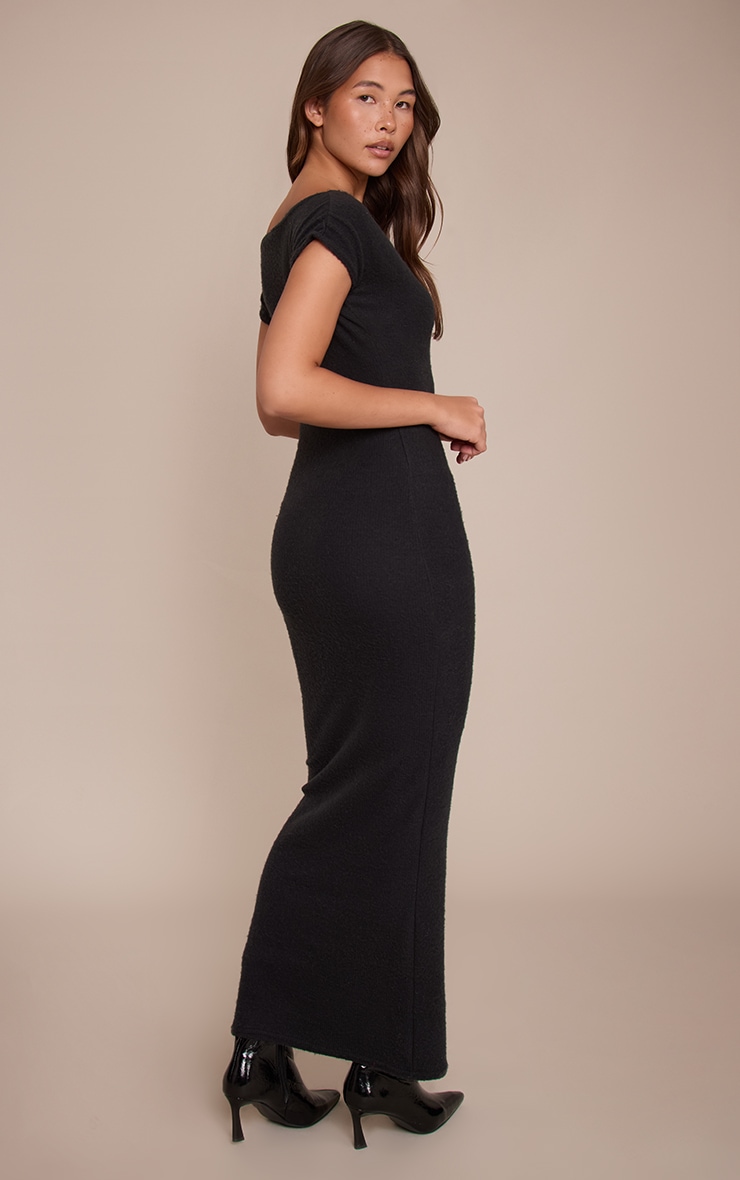 Robe longue asymétrique brossée noire sans manches image 2