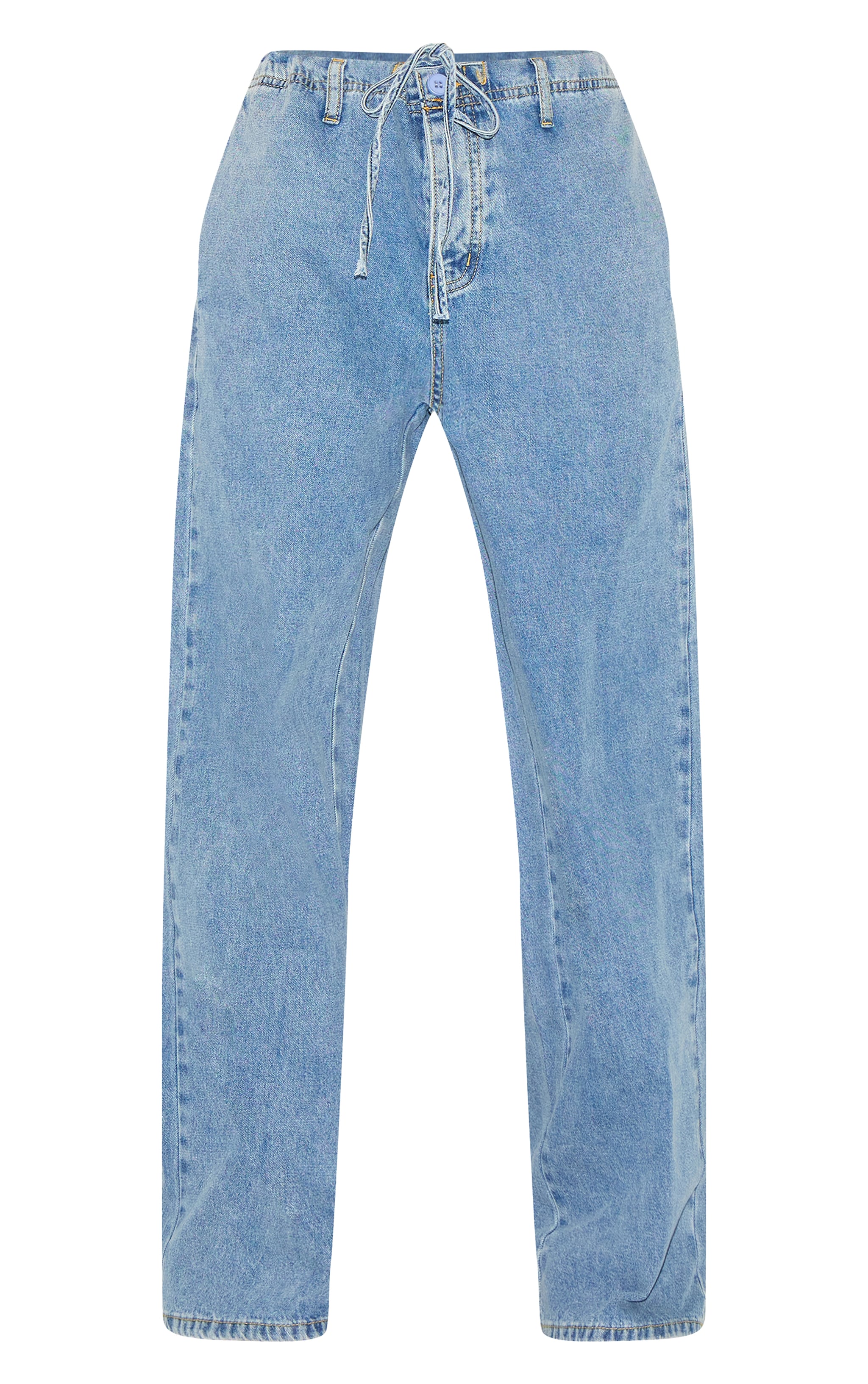 Jean Évasé Petite en Denim Bleu Clair Détendu à Cordon image 5