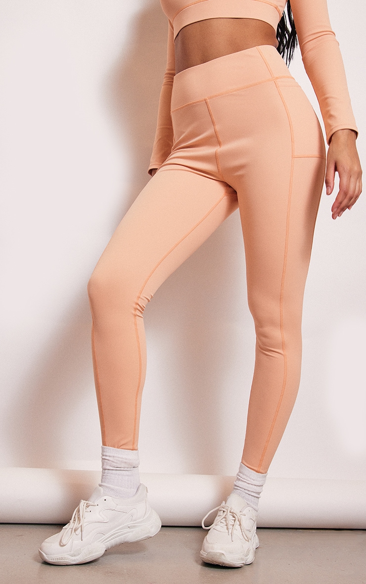 PRETTYLITTLETHING Peach Power Stretch Sculpt High Waist Gym Leggings image 2