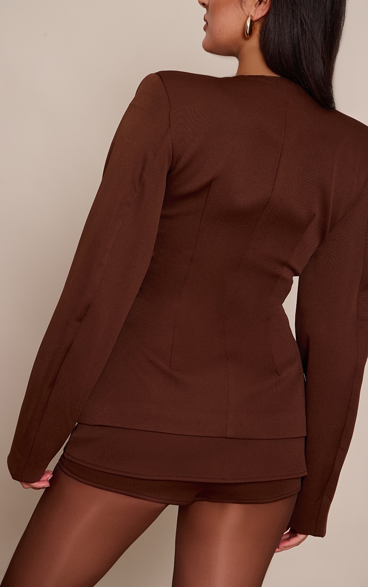 Jupe-short de tailleur tissée chocolat image 3