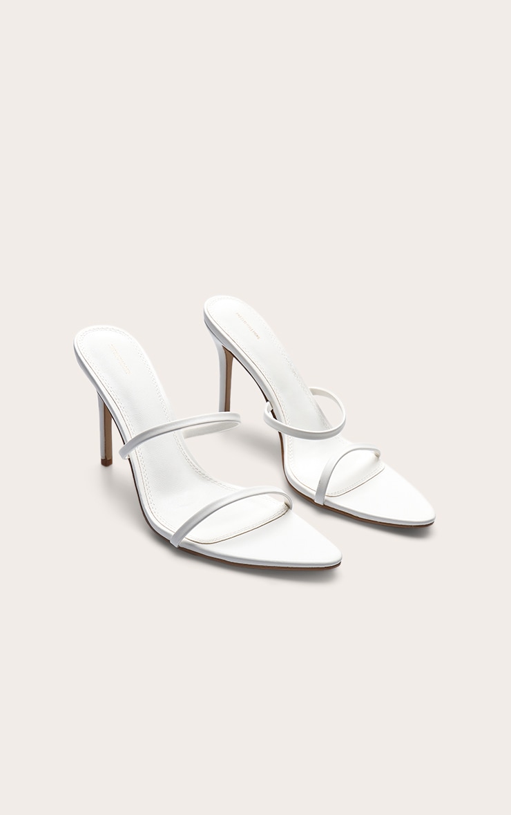White Pu Point Toe High Stiletto Heel Sandals image 3
