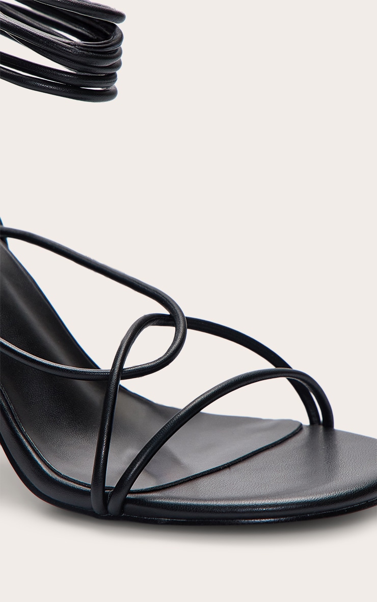 Black Twist Strappy Round Toe Heeled Sandals image 5
