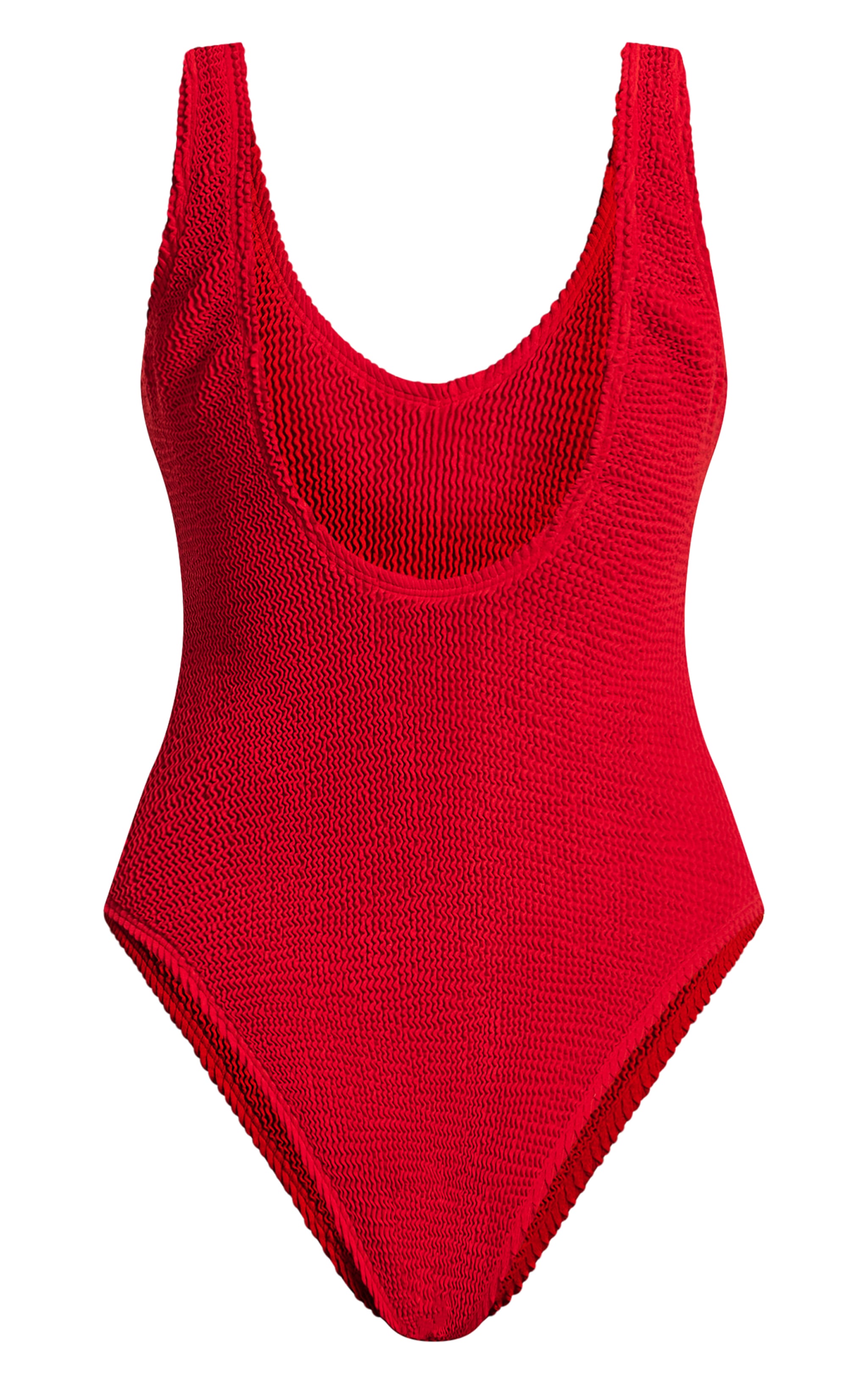 Red Crinkle Plunge Swimsuit image 1