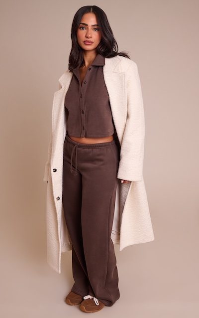 Petite Jogging droit chocolat à bande fine sur la taille