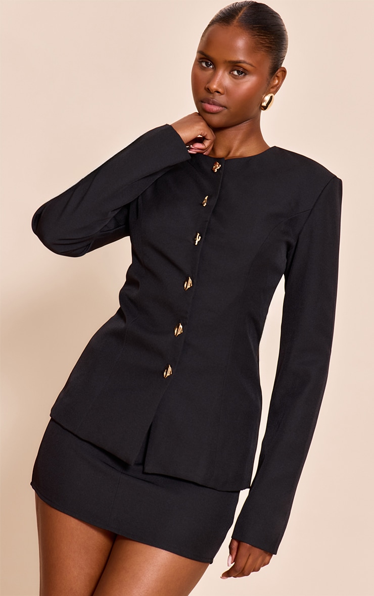 Chemise noire à empiècements et taille cintrée image 4