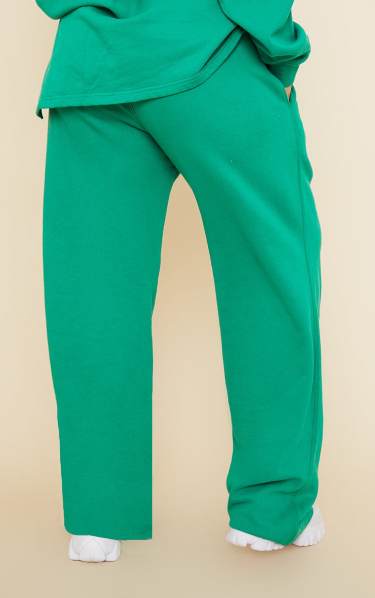 Plus Bright Green Shirred Waist Seam Front Wide Leg Joggers image 3