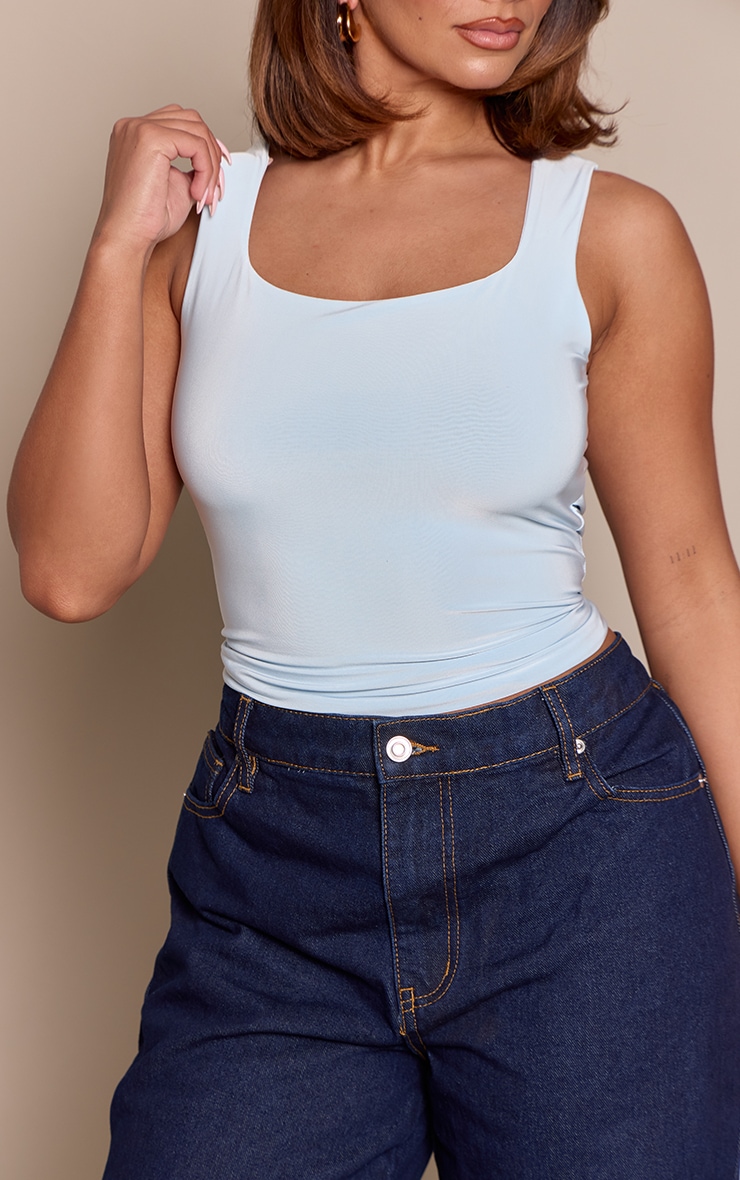 Shape Powder Blue Slinky Square Neck Top image 4