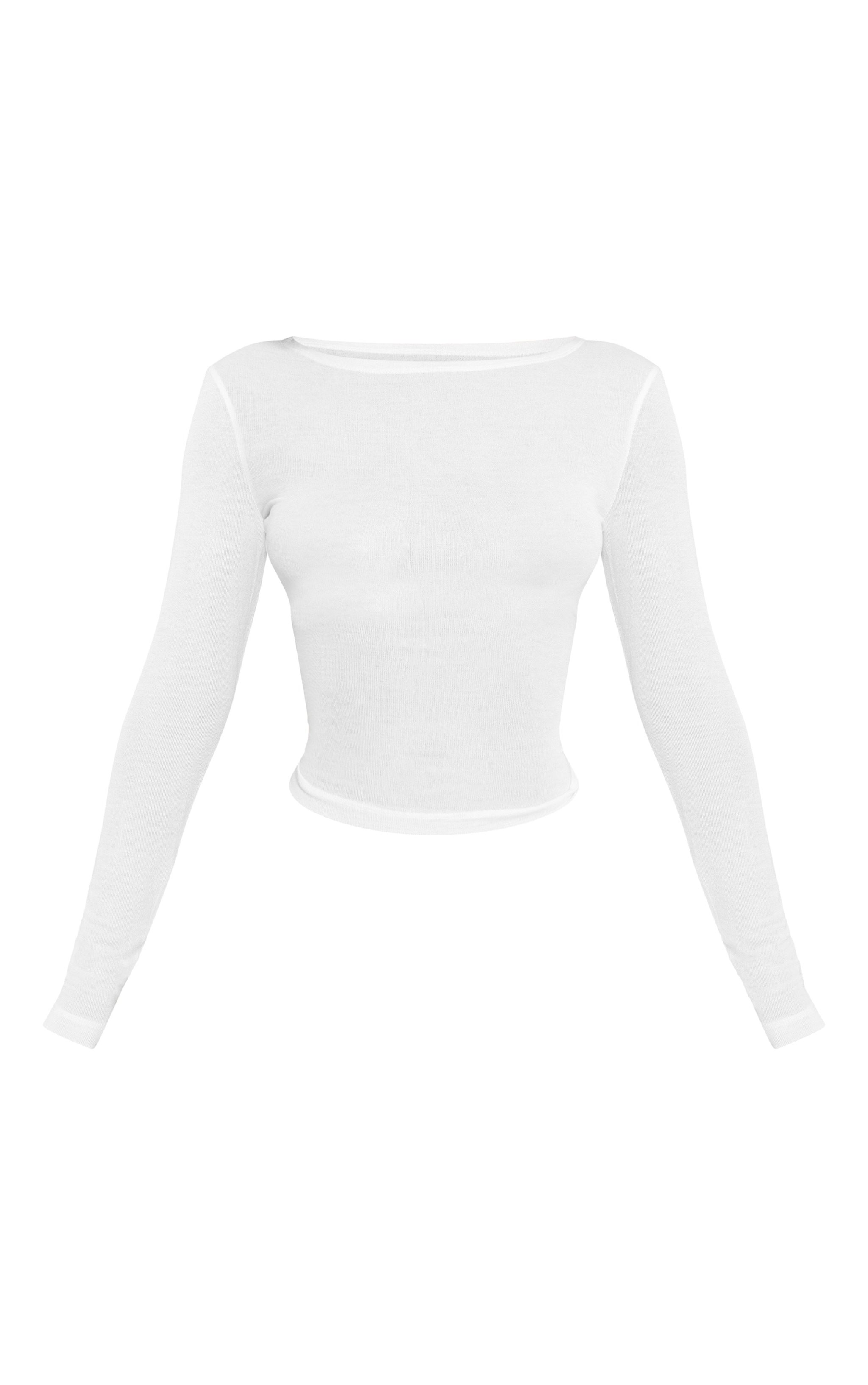 Petite White Sheer Long Sleeve Top image 5