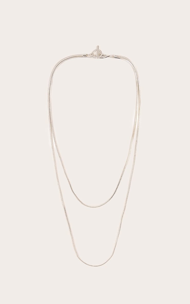 Silver Snake Chain Layered Necklace image 2