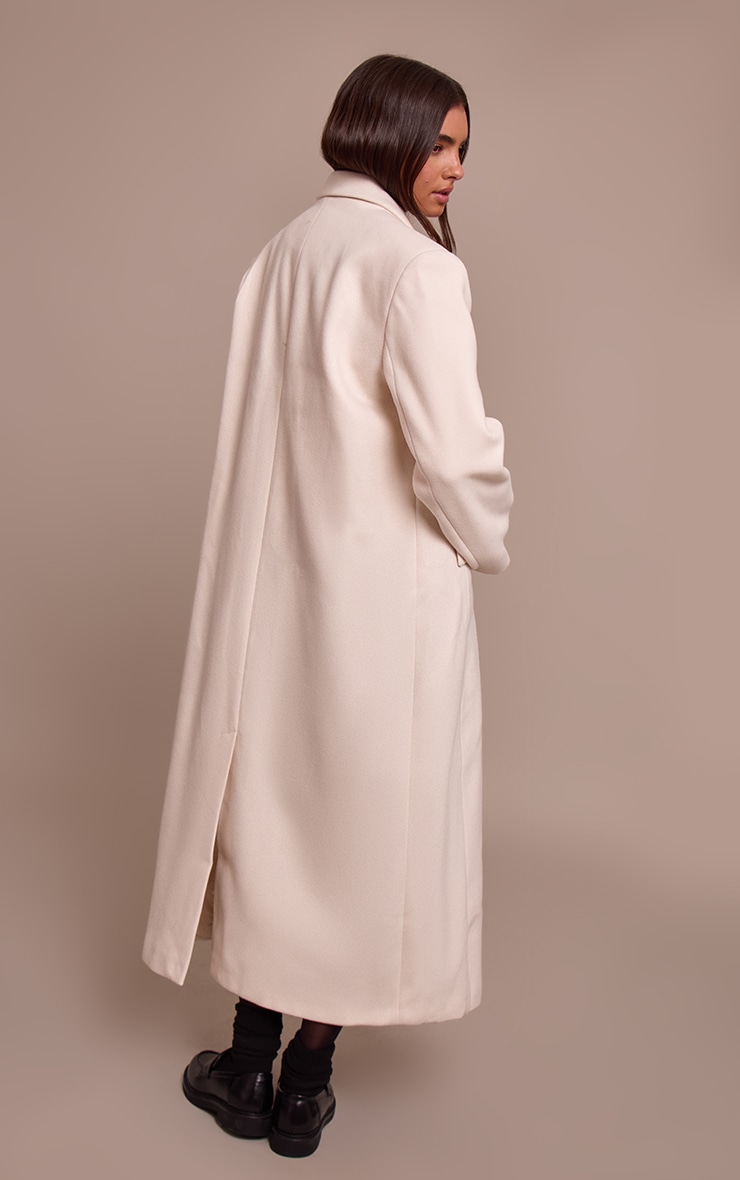 Manteau structuré oversize écru à double boutonnière image 2