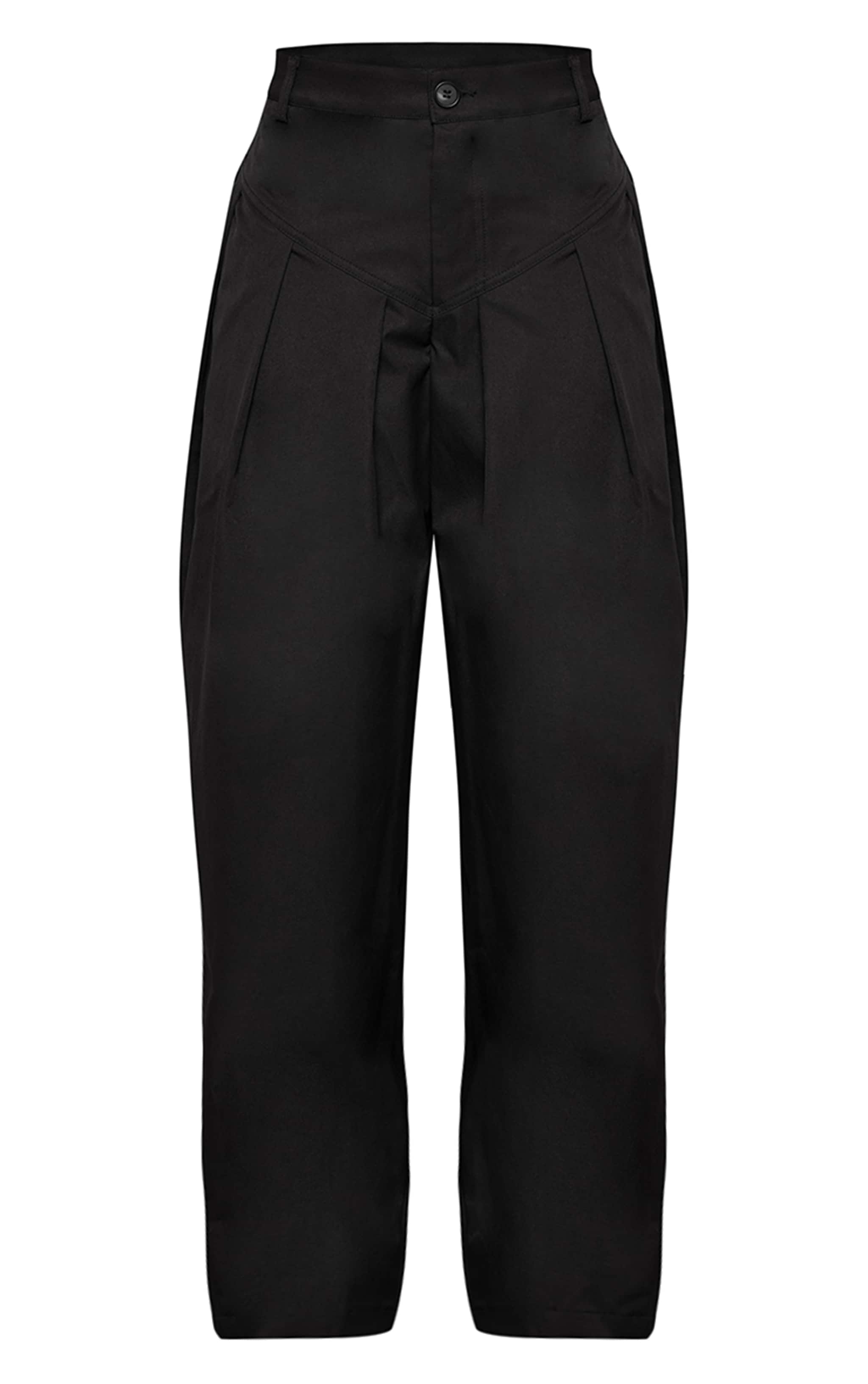 Black Woven Pleated Balloon Trousers image 5