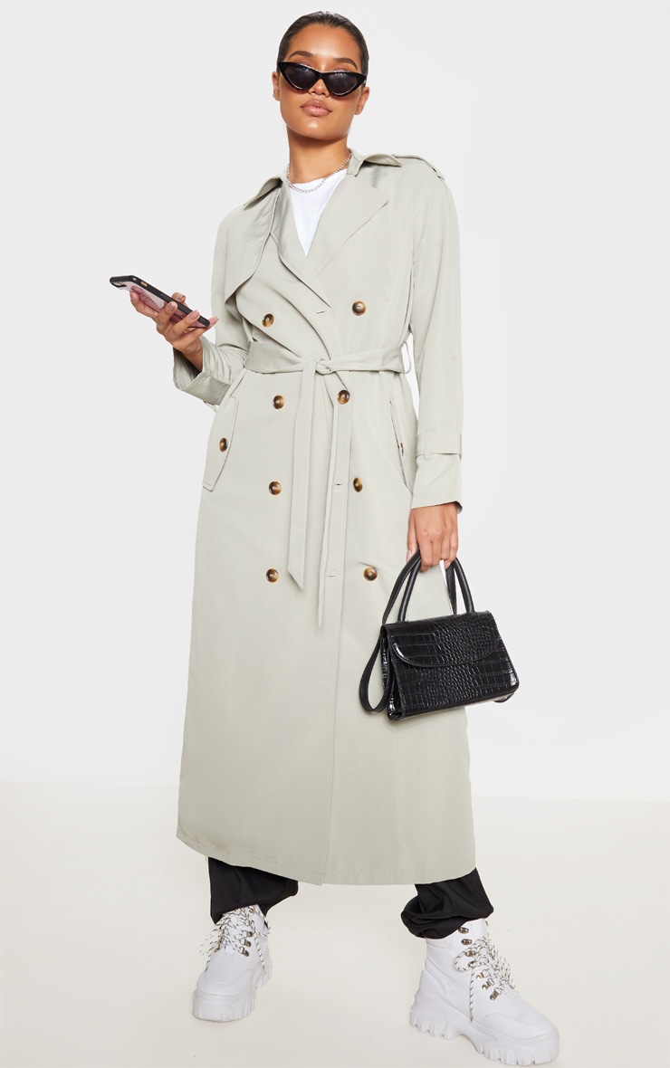 Pale Khaki Oversized Trench Coat