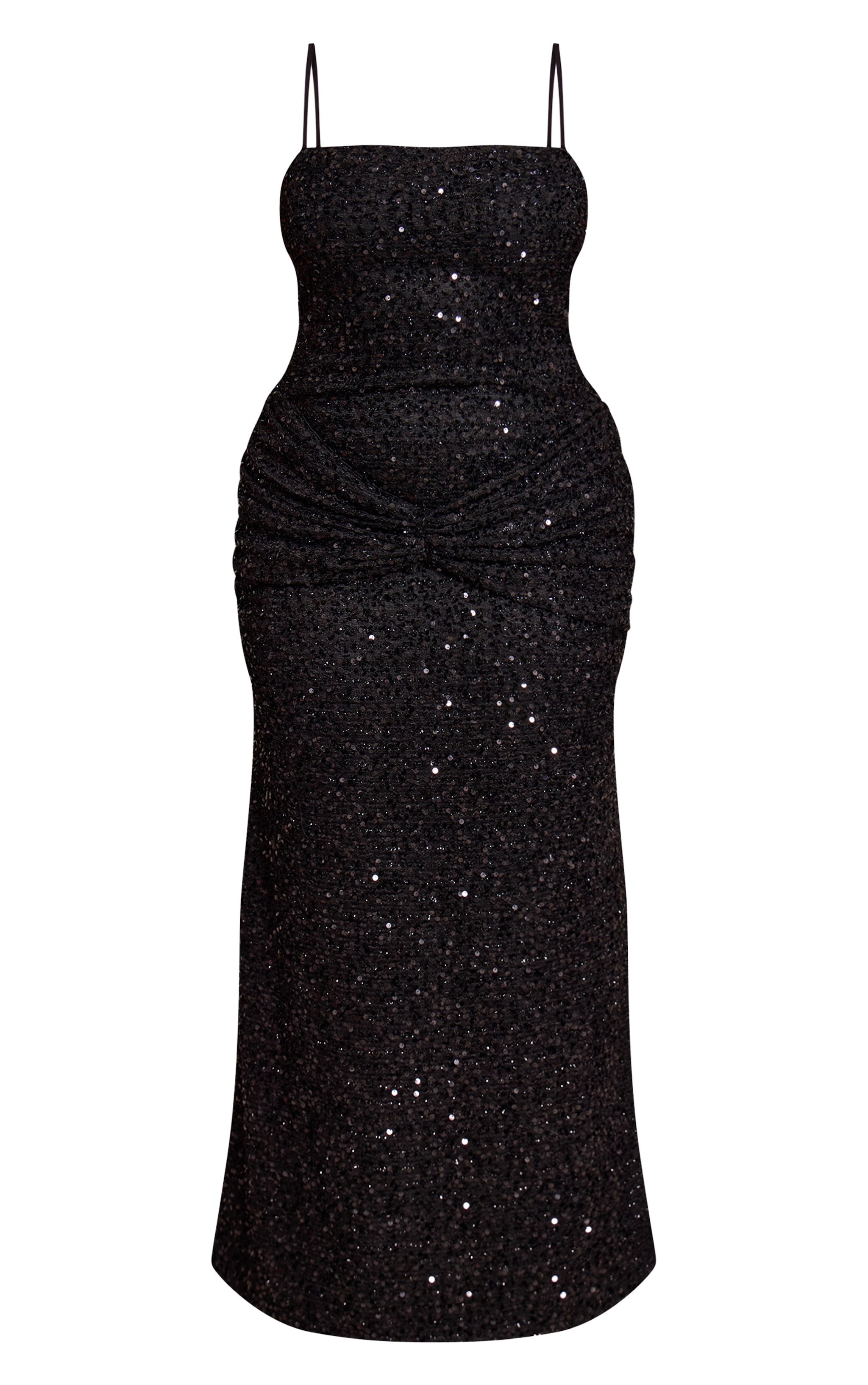 Plus Black Sequin Wrap Detail Strappy Maxi Dress image 5
