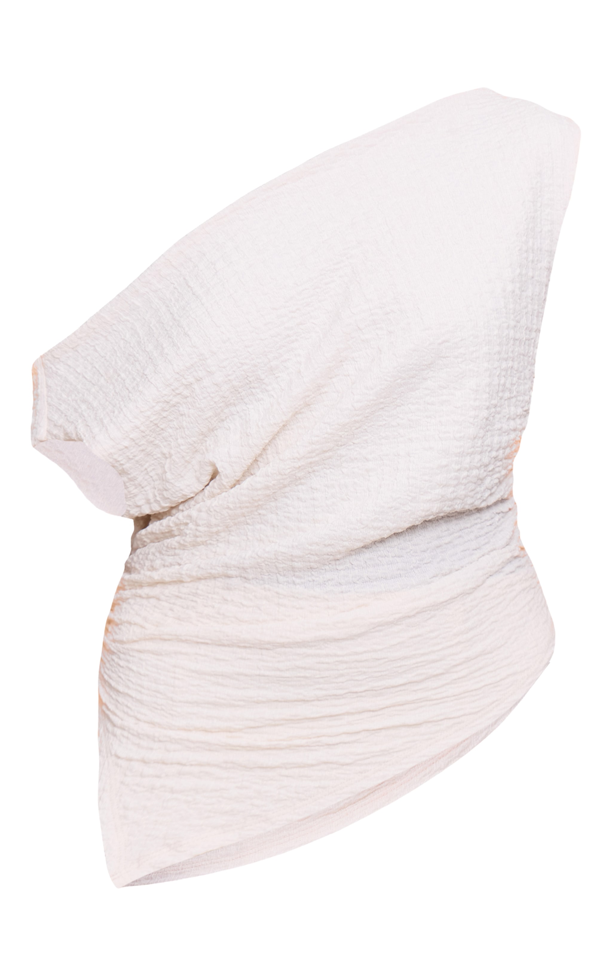 Cream Textured Slouchy Dip Hem Off Shoulder Top image 5