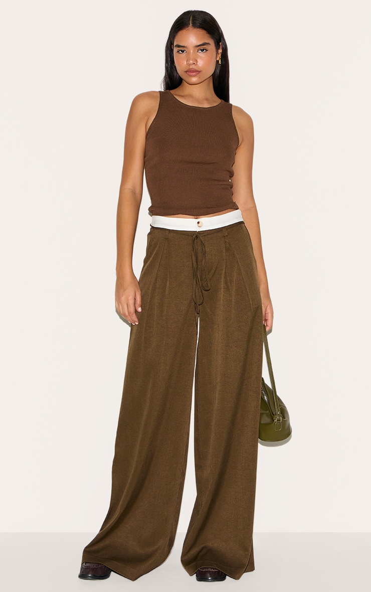 Tall Mushroom Mid Rise Boxer Detail Wide Leg Pants image 2
