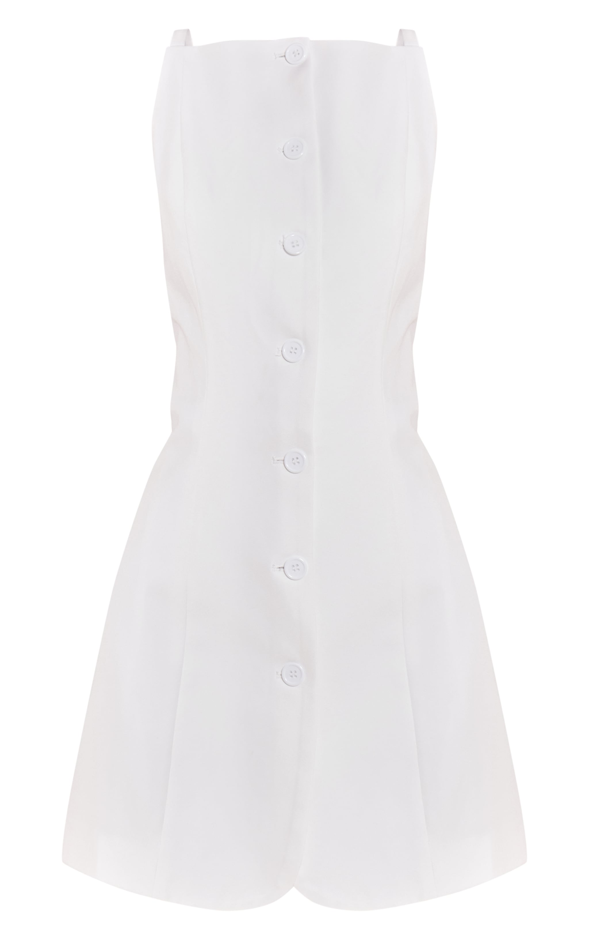 White Tailored Woven Button Down Shift Dress image 5