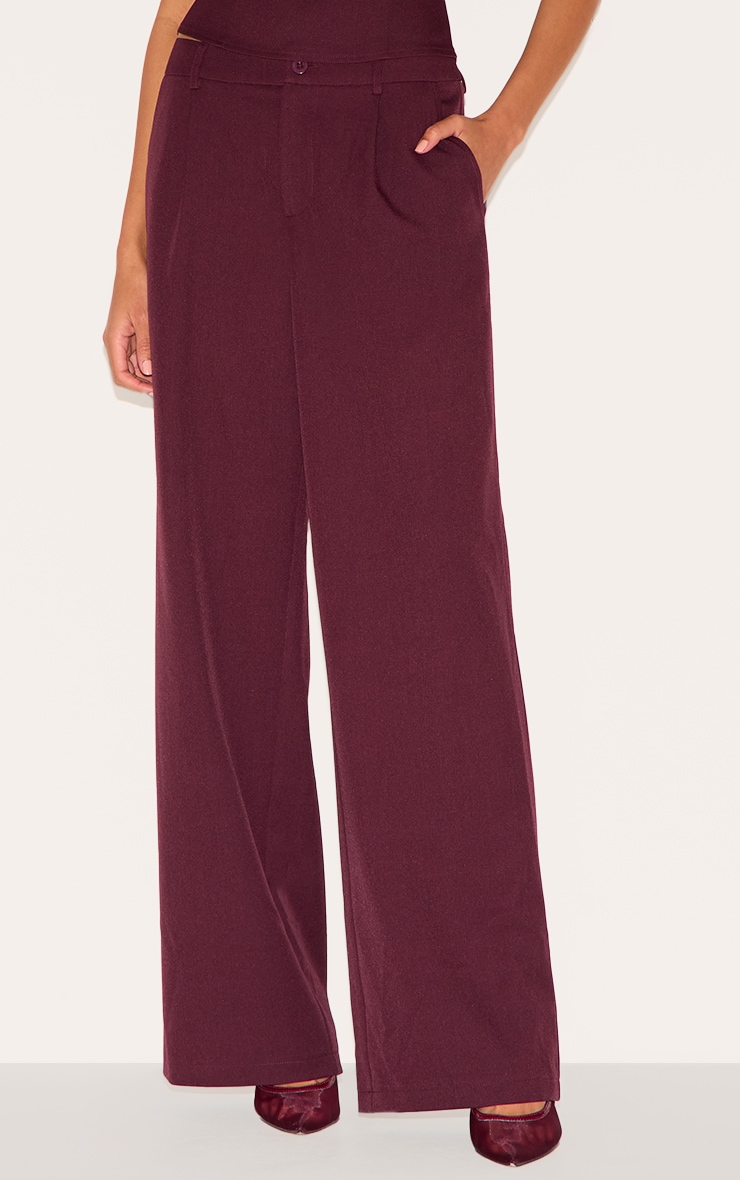 Pantalon de tailleur droit rouge vin image 2