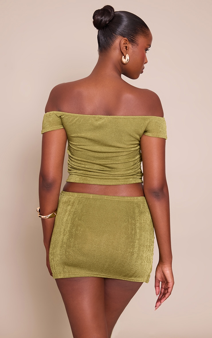 Olive Bardot Textured Top image 2