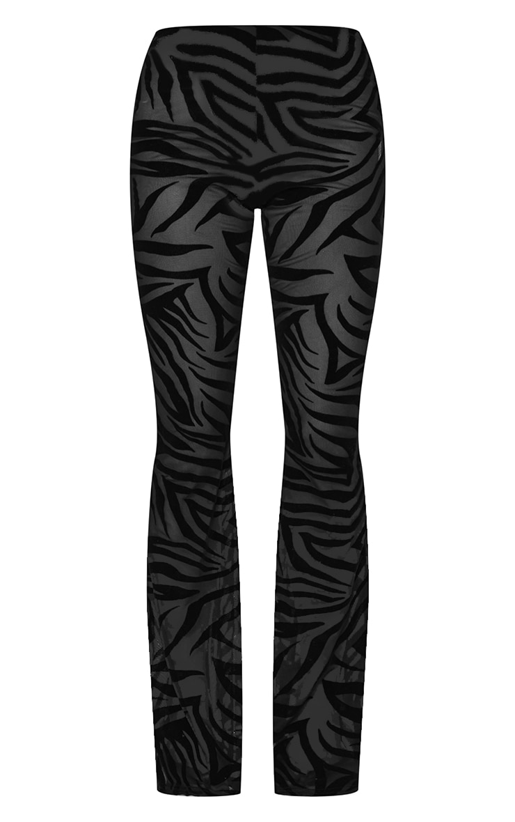 Pantalon flare noir zébré effet dévoré à taille haute image 5