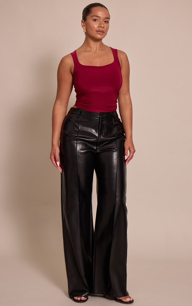Shape Burgundy Slinky Square Neck Top image 3