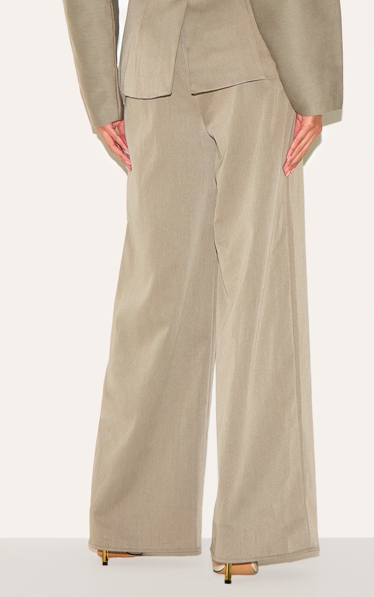 Grey Premium Woven Tailored Wide Leg Pleated Pants image 8