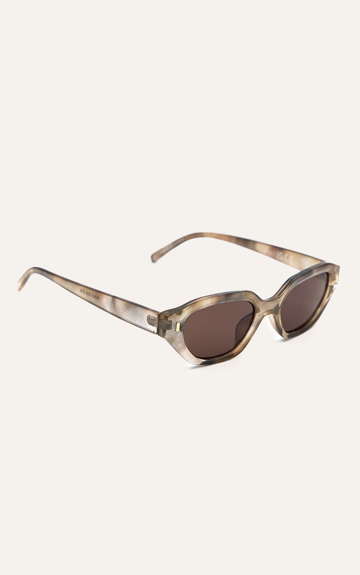 Smokey Brown Angled Cat Eye Sunglasses image 3